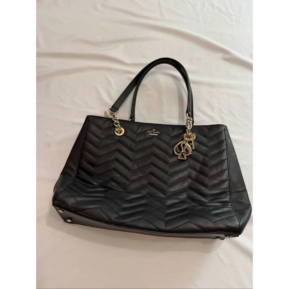 Kate Spade New York Reese Park Courtnee Leather Chevron Tote Purse Handbag